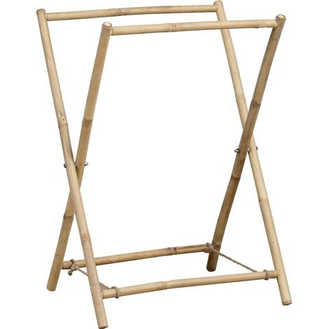Toallero de caña de bambú plegable de 2 barras - bambú - Tendance (1/4)