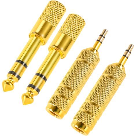 BUNTHAUS Lot de 4 adaptateurs pour prise casque : adaptateur mâle 3,5 mmvers femelle 6,35 mm et adaptateur audio 6,35 mm (1/4 pouce) vers 3,5 mm (1/8 pouce) (1/5)