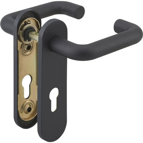 Poignée pour serrure encastrable porte de chaufferie – Carré 9mm – Acier zingué – Installation réversible – Compatible cylindre européen (1/5)