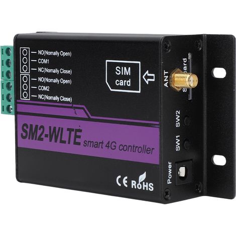 SM2 WLTE EA Zweikanal-4G-SMS-Alarmanlage mit Fernbedienung, App- und Webanschluss, Temperatur- und Feuchtigkeitsmessung, SMS-Benachrichtigung bei Stromausfall, EU-Spannung 100 bis 240 V (1/5)