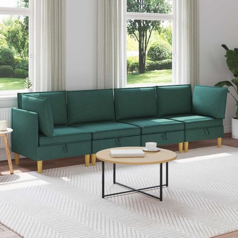 vidaXL Modular Sofa Set mit Stauraum 4 pcs Dunkelgrün Stoff (1/5)