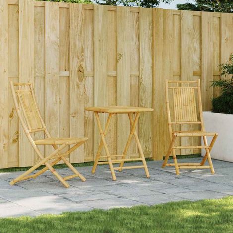 Ensemble bistrot de jardin 3 pièces pliable en bambou naturel - PANGIVO (1/5)