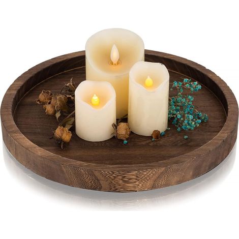 1 pièce - Chandelle - Plateau - Plateau décoratif -, décoration pour le comptoir dans une cuisine de ferme - Diamètre 26 cm - Brun (1/5)