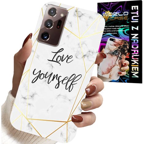 Coque pour Samsung Note 20 Ultra - Marbre blanc avec bordures dorées - Je t'aime (1/5)