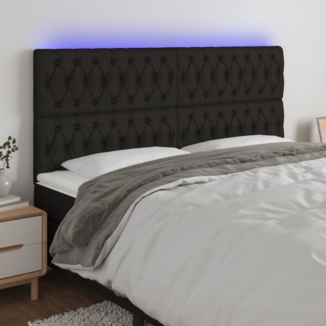 LED Kopfteil Schwarz 200x7x118/128 cm Stoff (1/5)