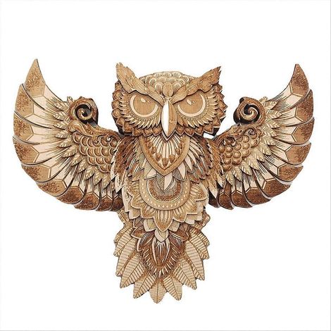 Décoration murale hibou en bois, animal en bois (1/5)