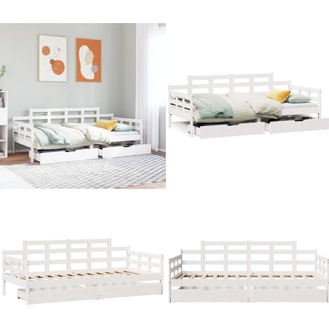 vidaXL Tagesbett mit Schubladen Weiß 90x200 cm Kiefernholz (1/5)