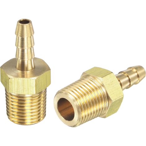 Raccord Cannelé Laiton Tuyau Droit 1/8 Pouce x NPT 1/8 Mâle Filetage Tube Connecteur pour Eau Air Carburant Tube 2Pcs (1/5)