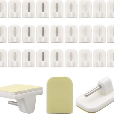 No-drill sticker hooks, 8-piece set, strong self-adhesive curtain rod bracket, drill-free, transparent, traceless, heavy-duty and stable. (1/5)