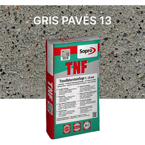 Joint souple spécial pierre naturelle 5 à 40 mm - Gris pavés 13 - Gros grain - Sopro TNF 675 - 25 kg