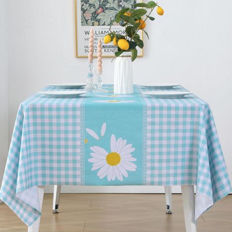 Nappe PVC à carreaux bleus 140x140cm lavable découpable imperméable