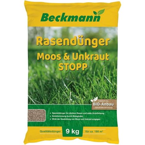 Beckmann Rasendünger Moos & Unkraut STOPP 9 kg Anti Moos Unkraut Vernichter