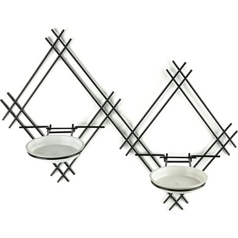 Soporte doble de metal para macetas de pared tipo loft (1/5)