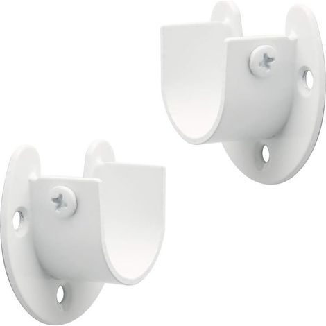 Blanc Support Tringle Rideaux Support Barre Penderie en Acier Inoxydable, Réglable Fixation Attache Tringle Rideau pour Tige de 28mm de Diamètre, (1/5)