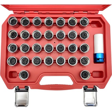 Clé d'écrou de roue de verrouillage principal de sécurité, clé à douille à vis antivol, Kit d'outils de remplacement pour Mercedes Benz 31 pièces (1/5)