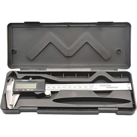 Digitaler Messschieber, 150 mm, Edelstahl, großes LCD-Display, einstellbare Genauigkeit 0,01 mm, Umrechnung mm/Zoll (1/5)