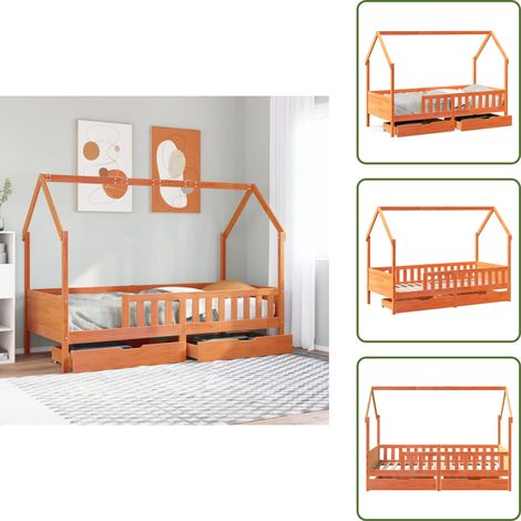 vidaXL Cadre de lit enfants avec tiroirs sans matelas 90x200 cm bois