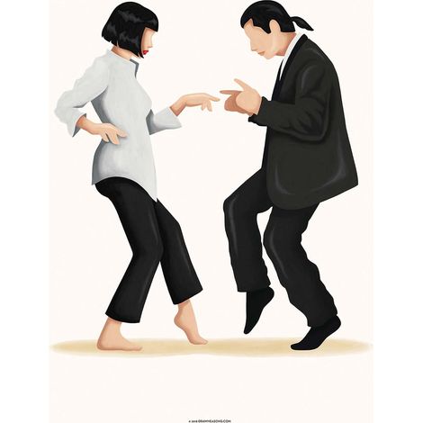 Tableau film connu homme & femme qui dansent | Tableau beige pour chambre ado | Tableau sur toile moderne pour chambre adulte 0,5 x 0,7 m (1/2)