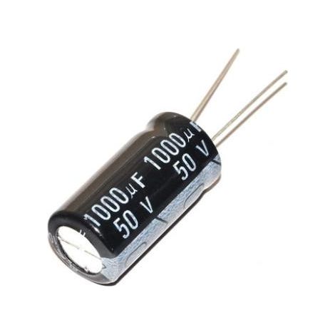 Condensatore elettrolitico 1000uf 50vdc 105Âºc Dimensioni 12,5x25mm 1000mf50v105