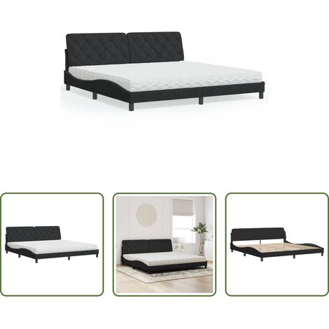 vidaXL Samtbett - Bett mit Matratze Schwarz 200x200 cm Samt (1/5)