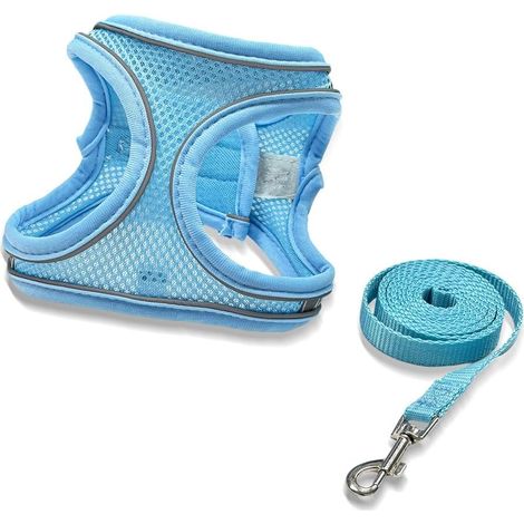 Gilet porta guinzaglio per animali domestici - Blu - Circonferenza torace 28-32 cm (1/4)