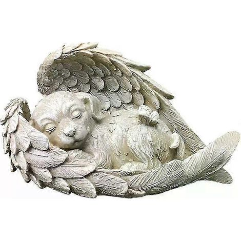 Statue d'animal (chien ou chat) en forme d'ange – Décoration et figurine pour tombe – Résistant aux intempéries – Pour jardin ou pierre tombale (1/3)