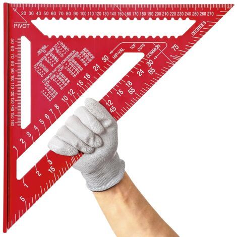 (Rouge)12 Pouces Equerre Menuisier en Alliage D'aluminium, Regle Triangulaire Métrique pour Mesure D'angle Charpentiers Ingénieurs (1/5)