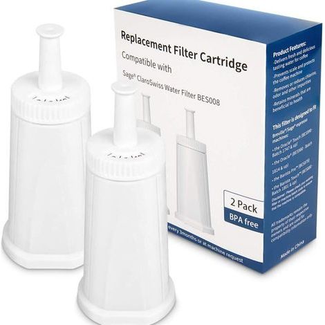 Pack of 2 replacement water filters for Sage Oracle Touch, Barista, Claro Swiss espresso coffee machines, BES008, BES920 (1/4)