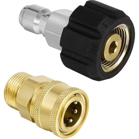 Kit adaptateur M22-14 pour nettoyeur haute pression, adaptateurs pivotants à connexion rapide 3/8", connecteur mâle pour tuyau d'arrosage haute pression (1/4)