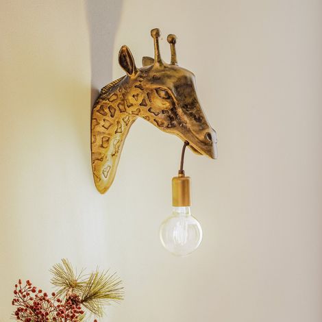 [GEBRAUCHT] B-Ware Lindby Wandleuchte Nirvathia Giraffe Messingfarbe Metall Wandlampe Lampe Leuc875