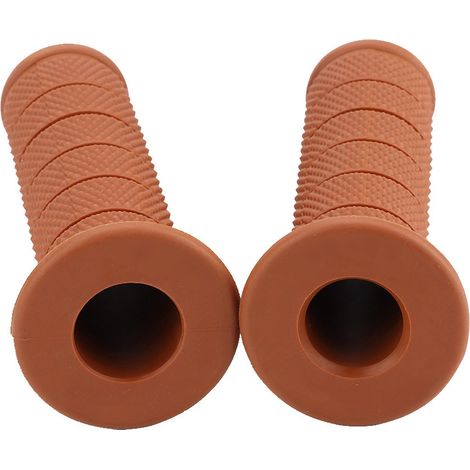 Paire de poignées de guidon moto vintage universelles 22mm, embouts diagonaux antidérapants, couleur marron jaune, kit de 2 pièces pour remplacement personnalisé. (1/5)