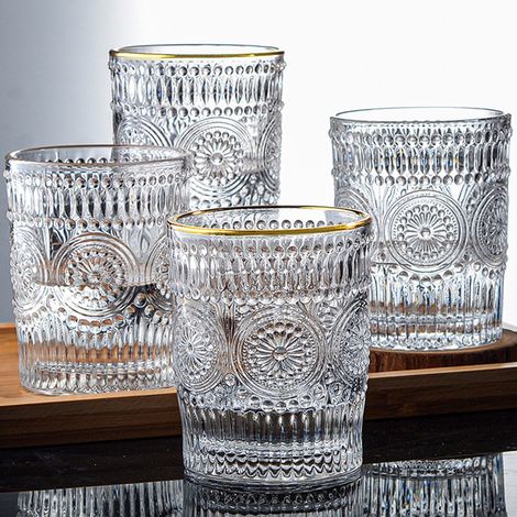 Verres vintage en relief, verres à eau, verres aux motifs en relief modernes (1/5)