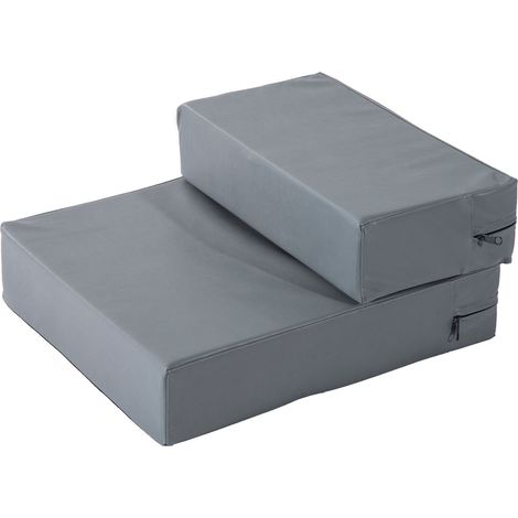 Beyamis Haustiertreppe, Haustiermatte, 2 Stufen, faltbar, Hundetreppe, Treppenmatte für Katzen und Hunde, grau, L 45 x B 39 x H 20 cm