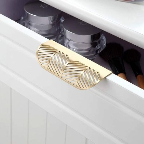 Set di 2 maniglie per cassetti a forma di foglia, interasse 64 mm, in lega di zinco, per soggiorno e cucina, con viti.