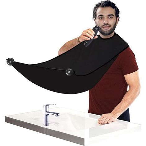 Grembiule da barba da uomo con bavaglino raccogli-peli e 2 ventose (1/5)