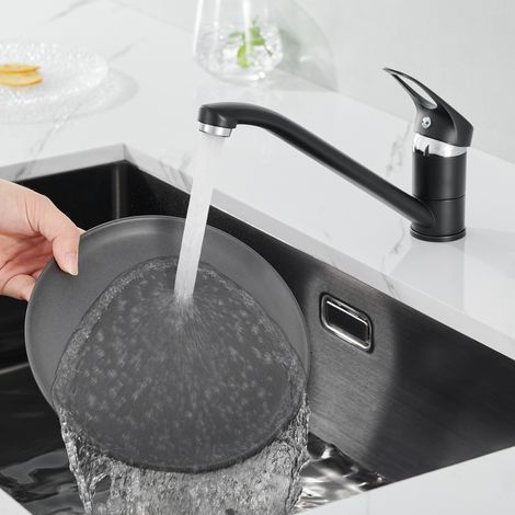 CECIPA MAX 360° Schwenkbarer Hochdruck Küchenarmatur Schwarz, Wasserhahn Küche Armatur Edelstahl Spültischarmatur Einhebelmischer mit Abnehmbarem Perlator (1/5)