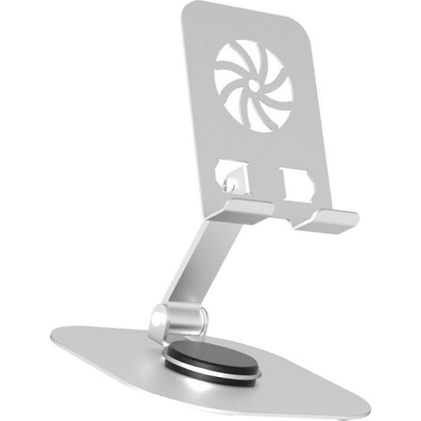Support de téléphone de bureau en métal, rotatif et pliable, angle et hauteur réglables, convient au travail et aux loisirs, blanc. (1/5)