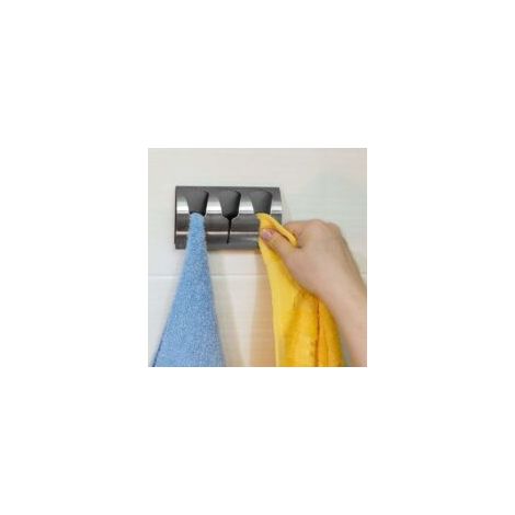 Porte Serviette Salle de Bain Adhésif, Patère Torchons Cuisine avec 3 Crochets INOX Brossé, 10 kg - Crezuo (1/4)