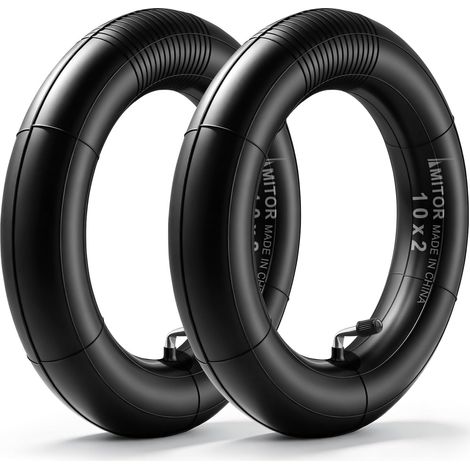 Chambre à Air 10x2 Renforcé, Chambre a Air Trotinette Electrique 10x2-6.1 10 Pouces avec Valve 90° Argentée, Haute Élasticité et Durabilité, 2MM Épaisseur, (pour Roue non Motrice), 2PCS (1/5)