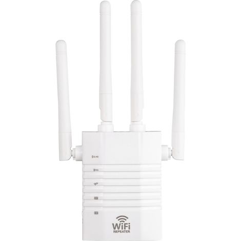 Amplificador de señal inalámbrica, transmisión de 1200 Mbps, 4 antenas externas, red de 2,4 GHz a 5 GHz, modo repetidor AP y función WPS, CA 100-240 V, 50/60 Hz, con puerto LAN, color blanco (1/5)