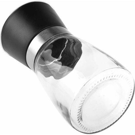 1 Stück Salz-/Pfeffermühle/Rührer/Nachfüllbarer Spender – Multifunktionale Pfeffermühle – Gewürzmühle – Salz- und Pfefferstreuer – Elegante und anspruchsvolle Gewürzmühle, Glas, Schwarz (1/4)