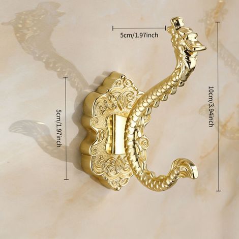 TAISHENGDA-Ensemble de trois crochets dorés en forme de dragon chinois avec finition antique, livrés avec vis de fixation. des serviettes, des clés, des sacs, des chapeaux et des peignoirs. (1/5)