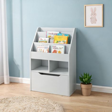 Bibliothèque enfant 60 x 29,9 x 90 cm avec tiroir et 3 étagères (1/5)