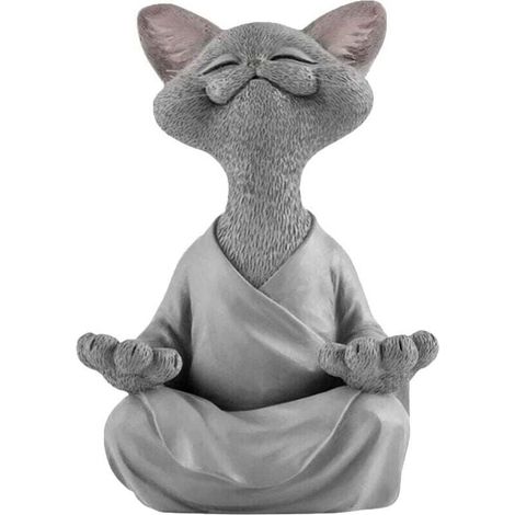 Buddha-Katzenstatue – Glücklicher Katzen-Buddha, Katzen-Buddha-Statue, Meditations-Katzenstatue, Gartenskulptur, Außendekoration, Yoga-Buddha-Zen-Katze, Rasendekoration für den Außenbereich, 5,5 x 8 x (1/4)