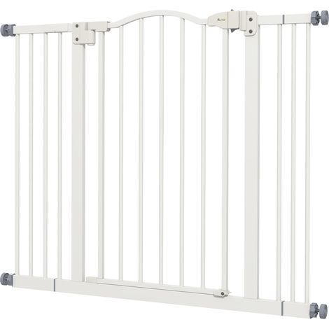 Barrière pour Chien Extensible 4 Vis Réglables Métal Plastique 74-100x78 cm Blanc
