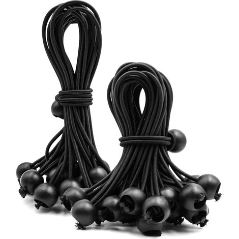 50 Pièces Tendeur Elastique,Tendeur Bache, Sandow Elastique,Cordons Élastiques avec Boules pour bannière, Bâches, Pavillons, Tentes, Idéales pour Camping et Canotage 15cm(30Pièces)+20cm(20Pièces) (1/5)