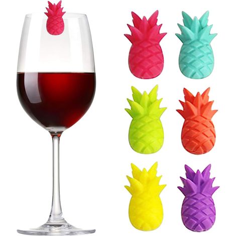 Marqueurs en Verre De Silicone, Marqueurs De Boisson, Marqueur De Verre Flamant Rose, Marqueurs De Verre à Vin Marqueurs De Reconnaissance De Silicone Multicolore, 6 Pièces (1/5)