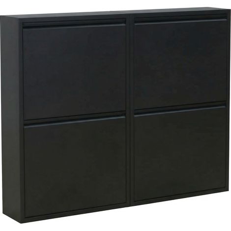 Pisa Schuhschrank mit 4 Türen. Metall schwarz. Wird fertig montiert geliefert. (1/5)