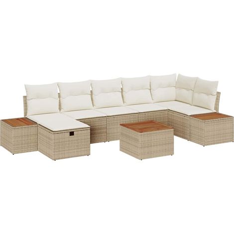 Maison Exclusive - Set Divano da Giardino con cuscino 8 pcs Beige Poly Rattan