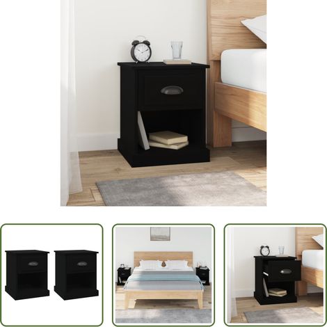 Nachttisch Schwarz - Nachttische 2 Stk. Schwarz 39x39x47,5 cm Holzwerkstoff (1/5)